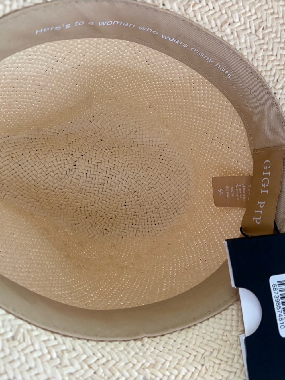 GIGI PIP Natural Straw Fedora Hat in Beige